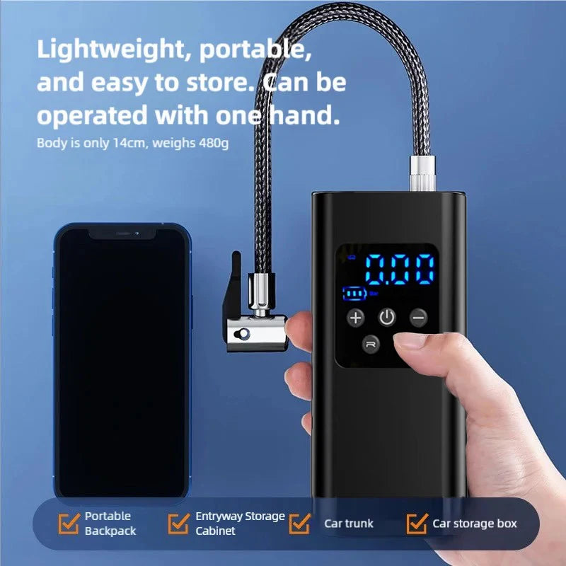 Cordless Smart Tire Inflator Pump Digital Pressure Gauge Auto Zpaxo