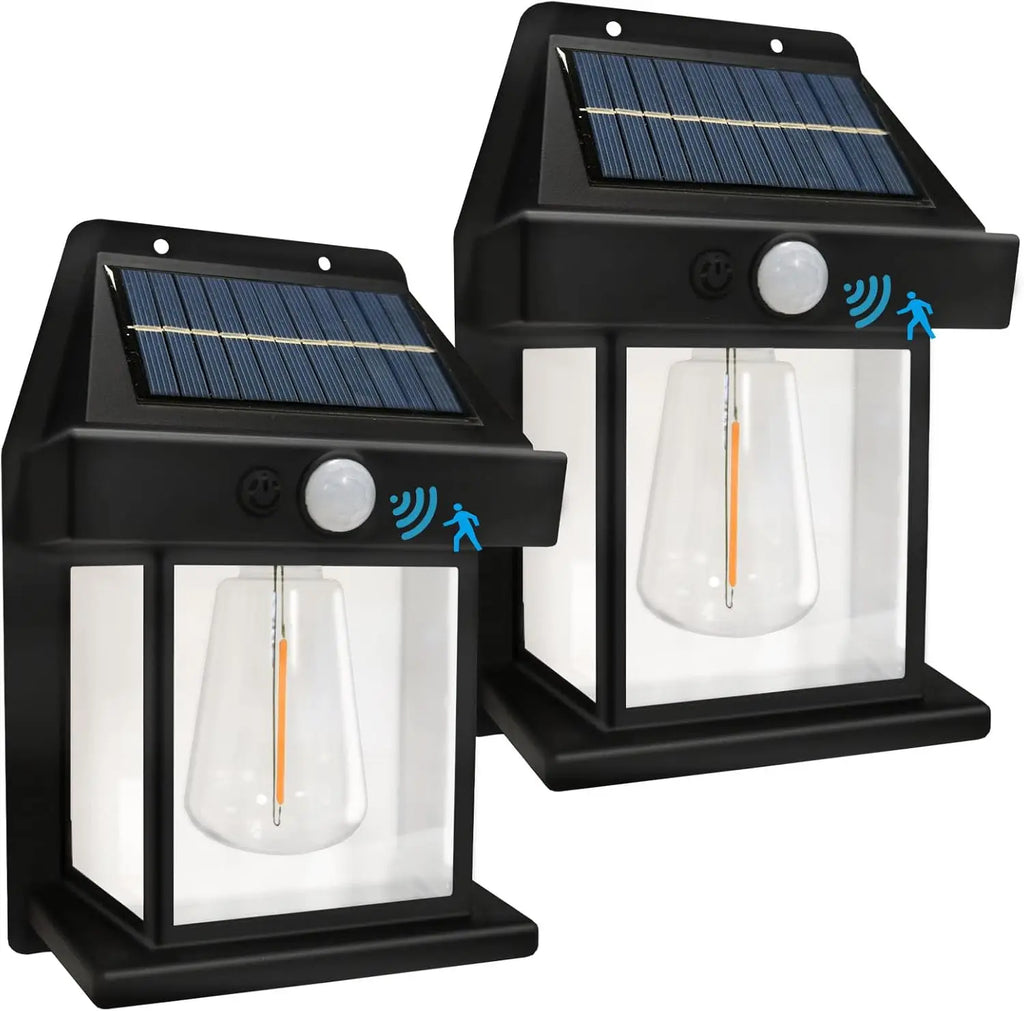 1/2/4/8Pack Solar Wall Lights Motion Sensor LED Lantern IP44 Waterproof Wall Mount Lamp Outdoor Courtyard Porch Deck Garden Yard Zpaxo 2PCS