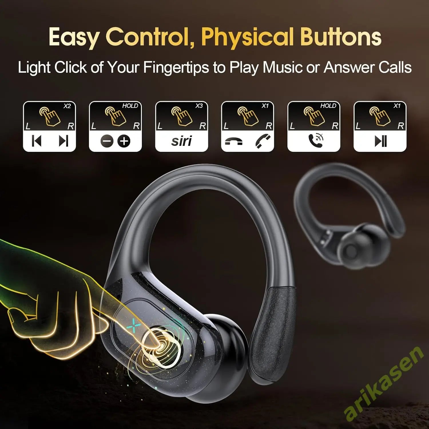 Bluetooth 5 3 Headphones 2024 Wireless Earbuds 75hrs Sport Earphone