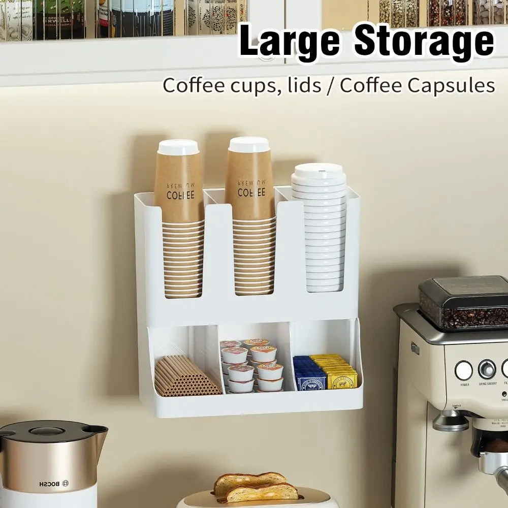 6-Compartment Paper Cup Dispenser & Organizer Rack Cup Dispenser Rack Zpaxo
