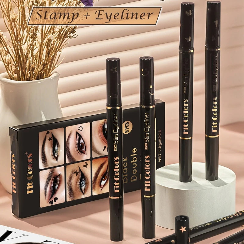 Liquid Eyeliner Stamp Pen Waterproof Fast Dry Double-ended Black