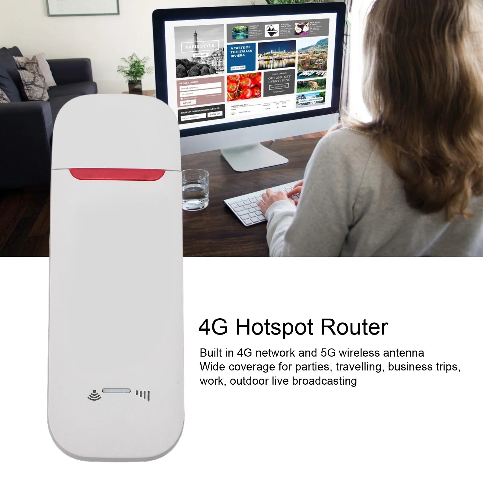 Portable Router Stable Support 10 Users Plug Play ABS 500Mbps LTE USB