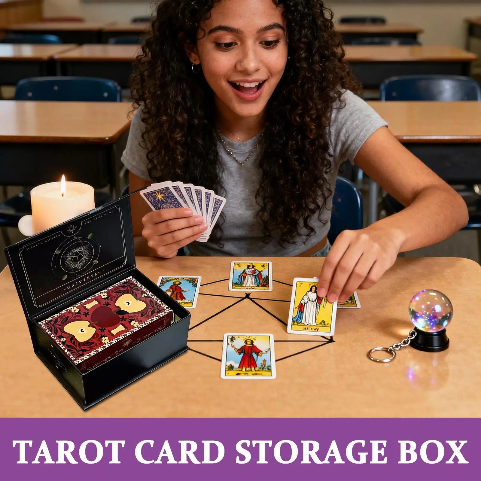 Tarot Deck Box Ergonomic Lightweight Storage Organizer Card Indoor