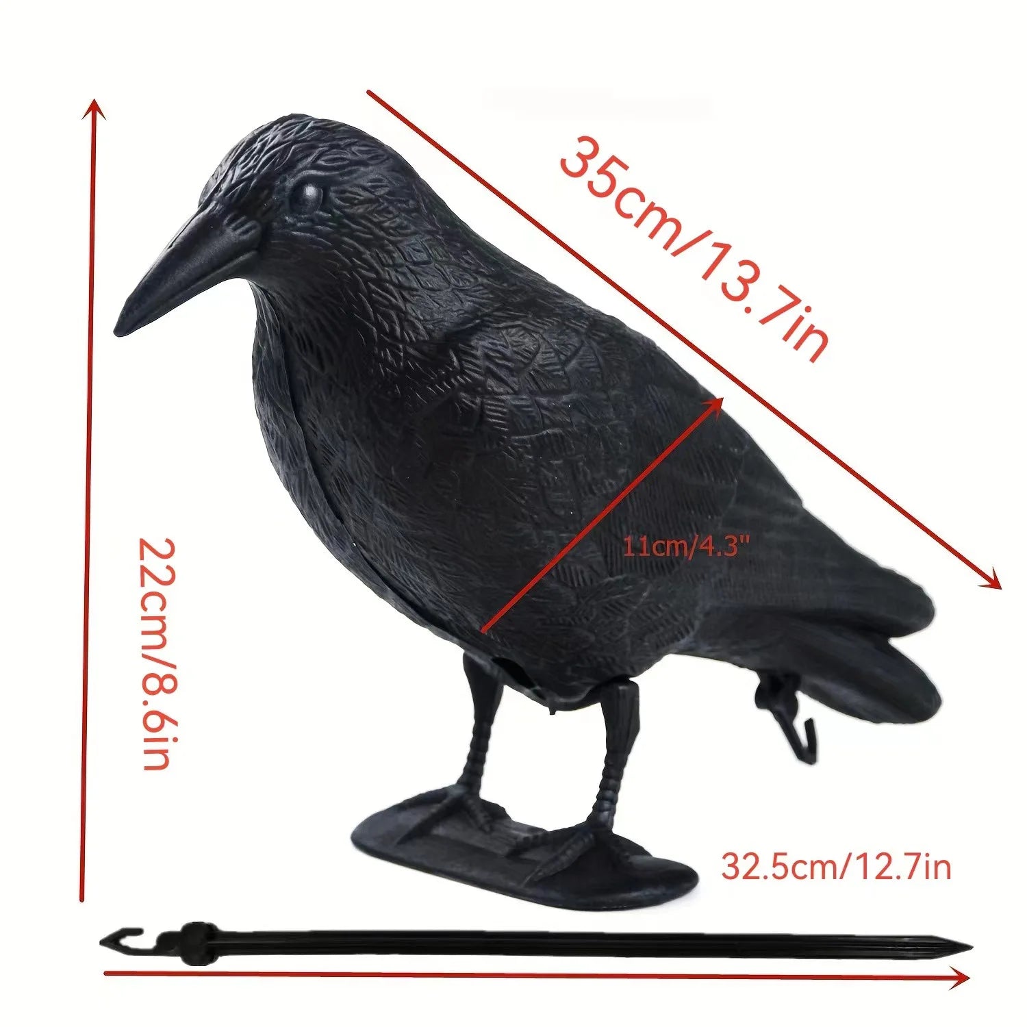Realistic Crow Decoy Bird Scarer – Garden Pigeon Deterrent
