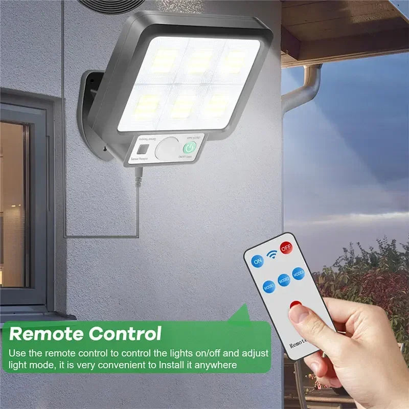 Solar Motion Sensor LED Wall Light – IP65 3-Mode Security Lamp