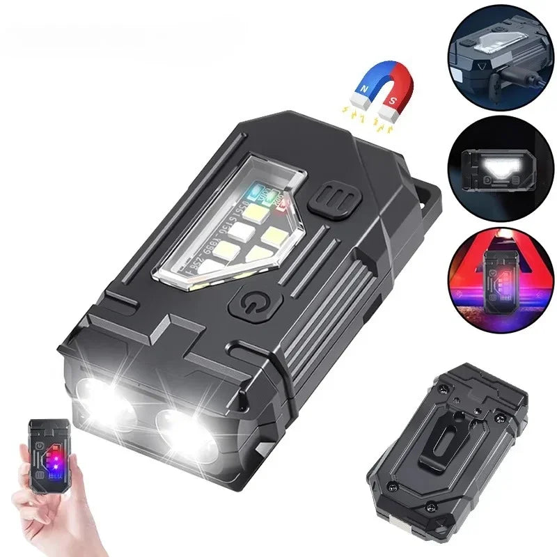 KDULIT Mini EDC Keychain Flashlight – 8-Mode Magnetic COB LED Torch