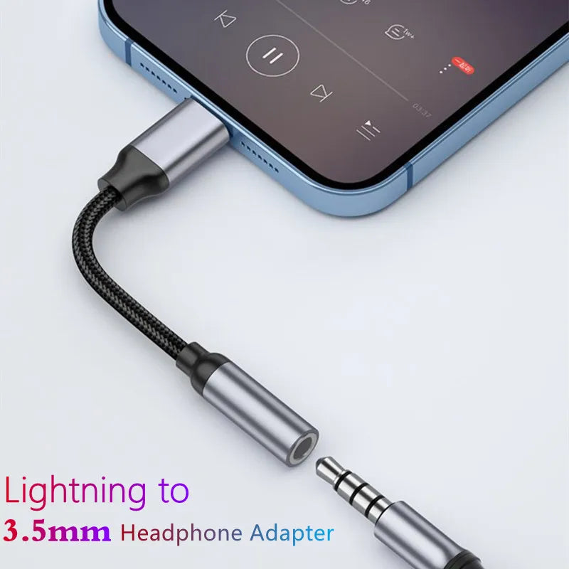 Lightning Headphone Adapter Jack AUX Audio Cable IPhone14 13 12 11