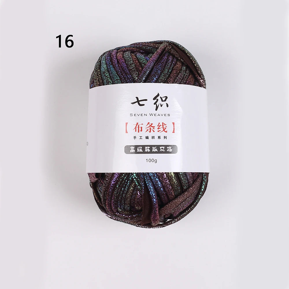 100g/Roll Metallic Crochet Yarn Imitation Leather Shiny Crochet Yarn Fabric Yarn for Knitting T-Shirt Bag Craft Zpaxo Brown