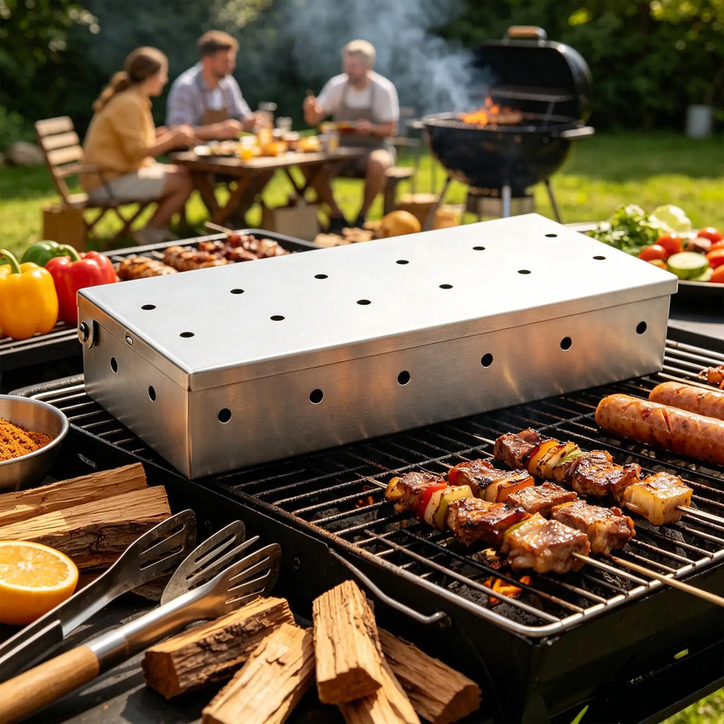 Wood Chip Box Storage Container Grill Accessories Outdoor Backyard