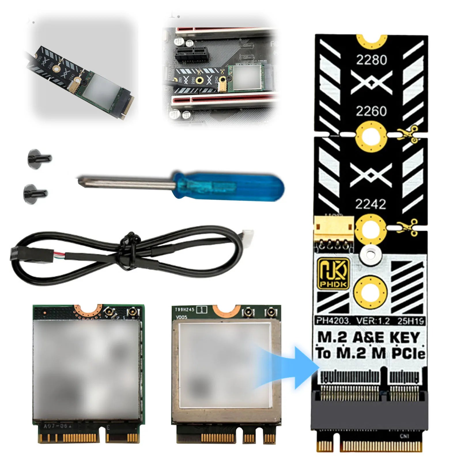 M2 Wi Fi Slot M Key Converter Tools Included Adapter 2 Wifi Card NVMe