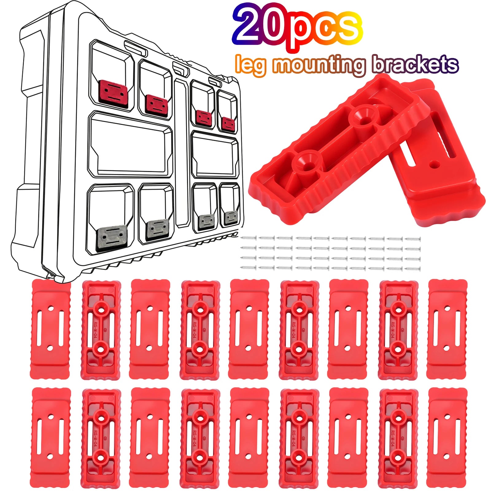 20Pcs Mounting Feet Set for Milwaukee Packout System Heavy Duty Plastic Brackets Pre-drilled Holes for Workshop Garage DIY Home Zpaxo