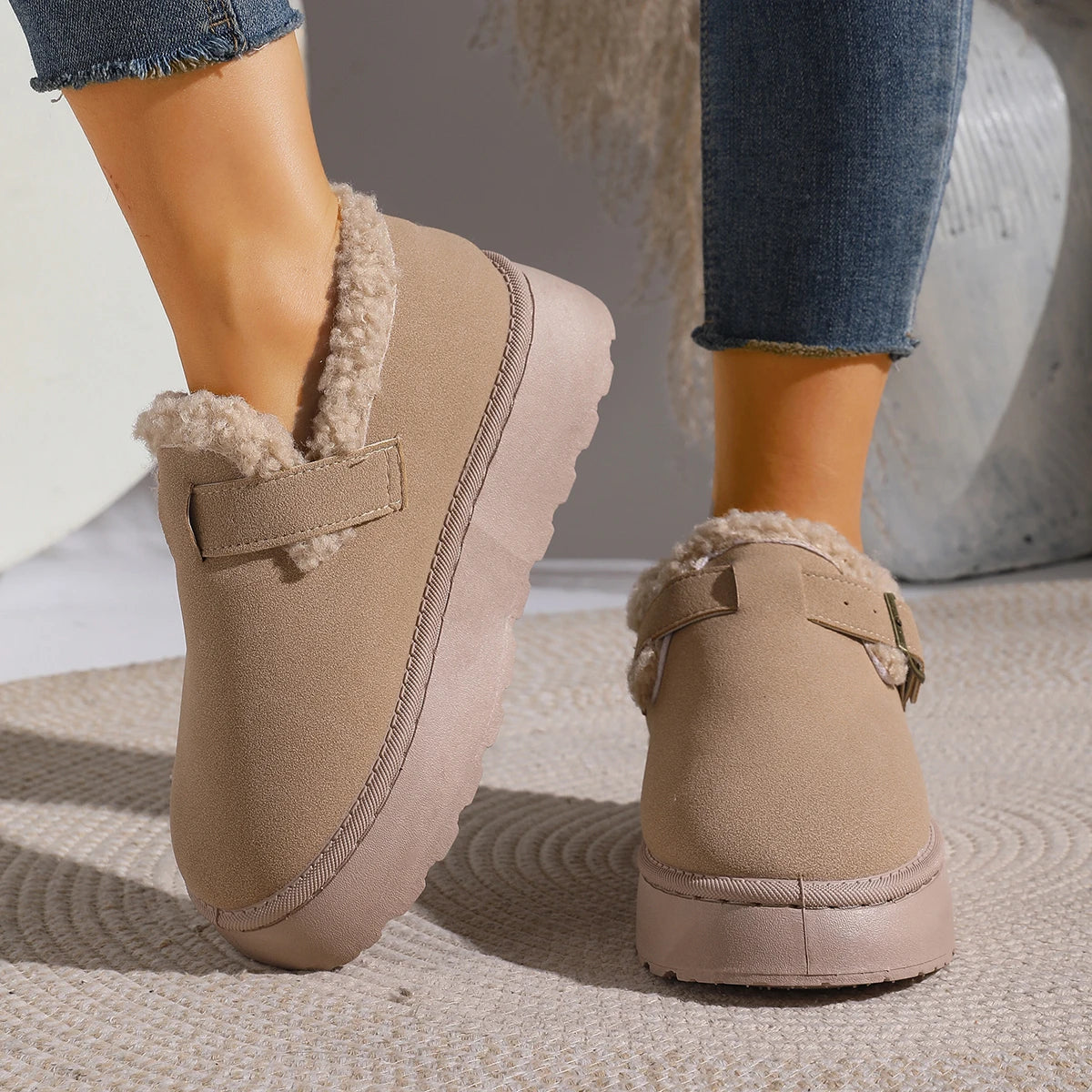 Women Snow Boots Lightweight Comfortable Ankle Boots Women Autumn Winter Shallow Shoes for Women Round Toe Casual Platform Boots Zpaxo