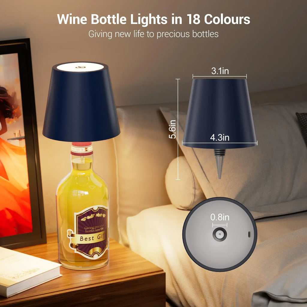 Wireless LED Bottle Lamp Rechargeable RGB Dimmable Wine Bottle Light Portable for Bar Restaurant Camping Party Decor Night Light Zpaxo