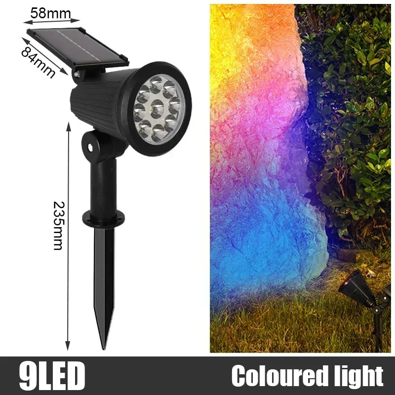 Solar 9 LED Ground Lights Outdoor IP65 Waterproof Brightness Zpaxo 9led-RGB Light