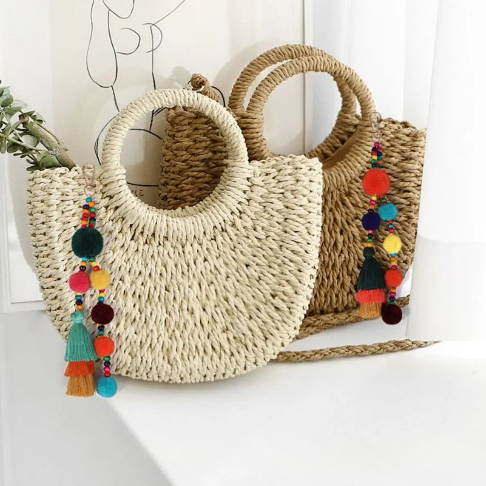 Boho Style Boho Style Hair Ball Tassel Keychain Colorful Tassel Boho Style Keychain Pom Pom Gradient Colors Boho Style Keyring Zpaxo