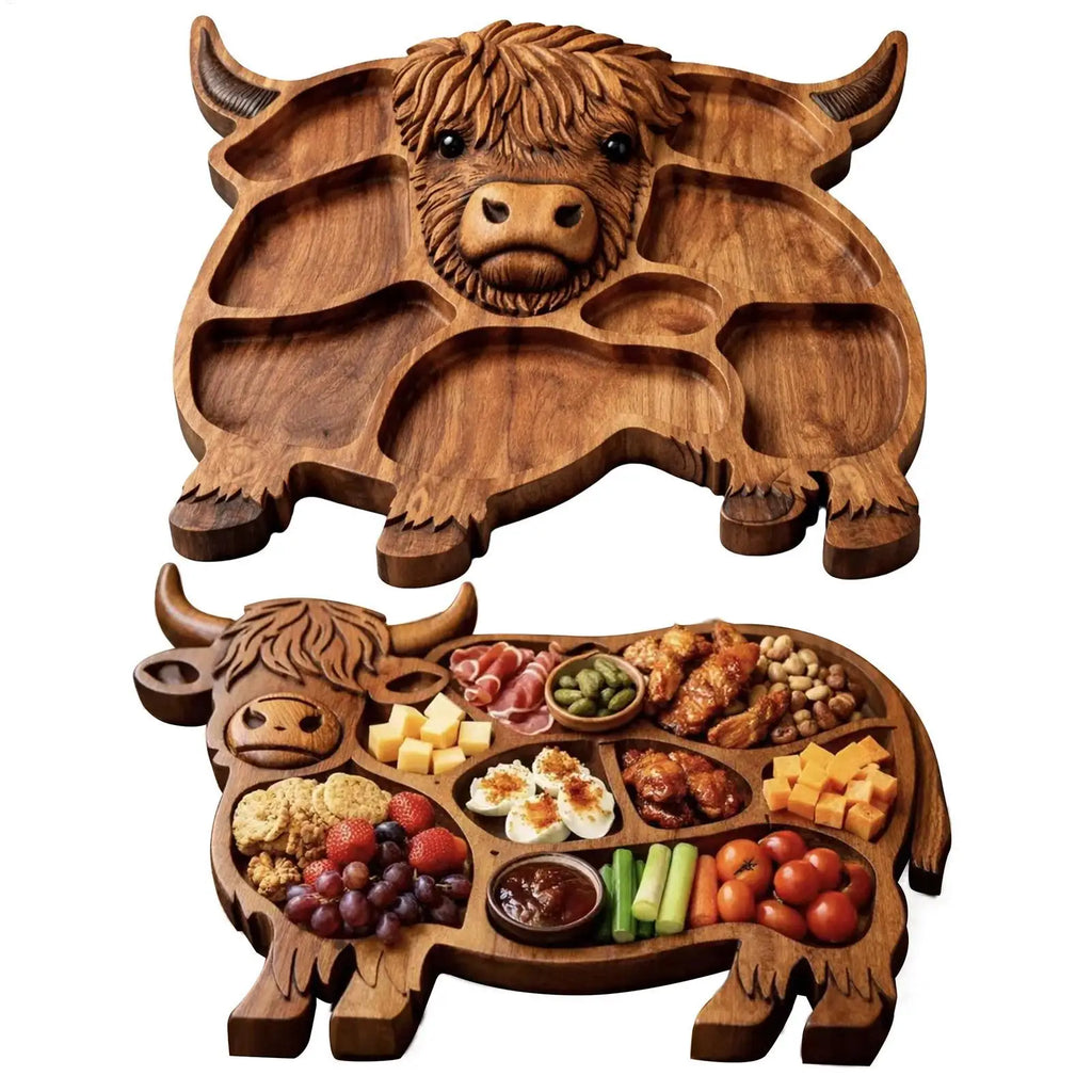 Wooden Cow Charcuterie Board Cheese Platter Appetizer Serving Tray