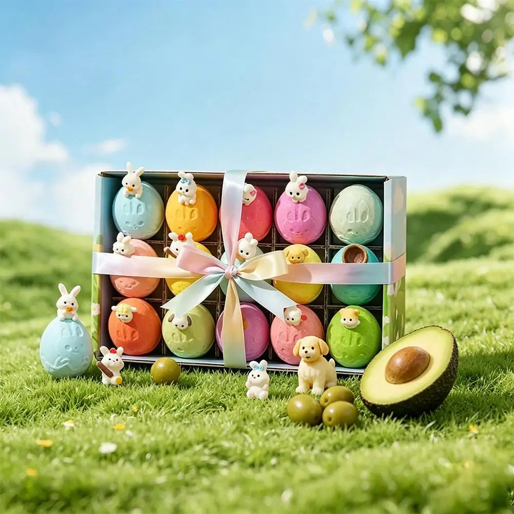 15Pcs/Set Easter Egg Bath Bombs With Surprise Bunny Toys Natural Essential Oil Infused Fizzy Bath Salt Balls For Children Bath Zpaxo