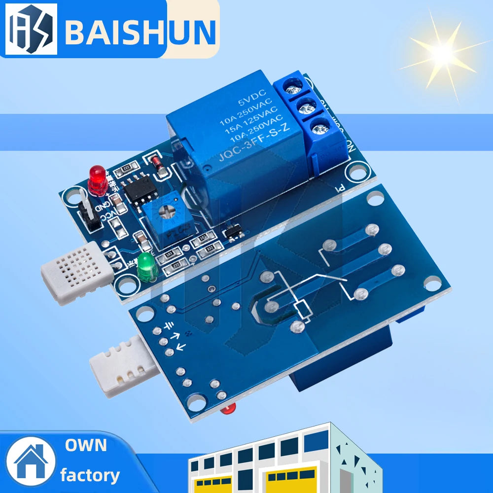 1-Channel HR202 Industrial Humidity Sensor Relay Module 5V 12V Dual Zpaxo