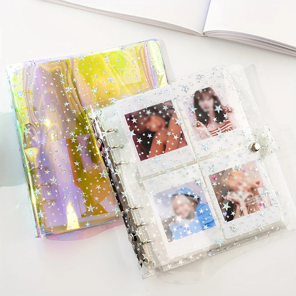 200-Slot 3-Inch Photo & Polaroid Card Album – Holographic Cover