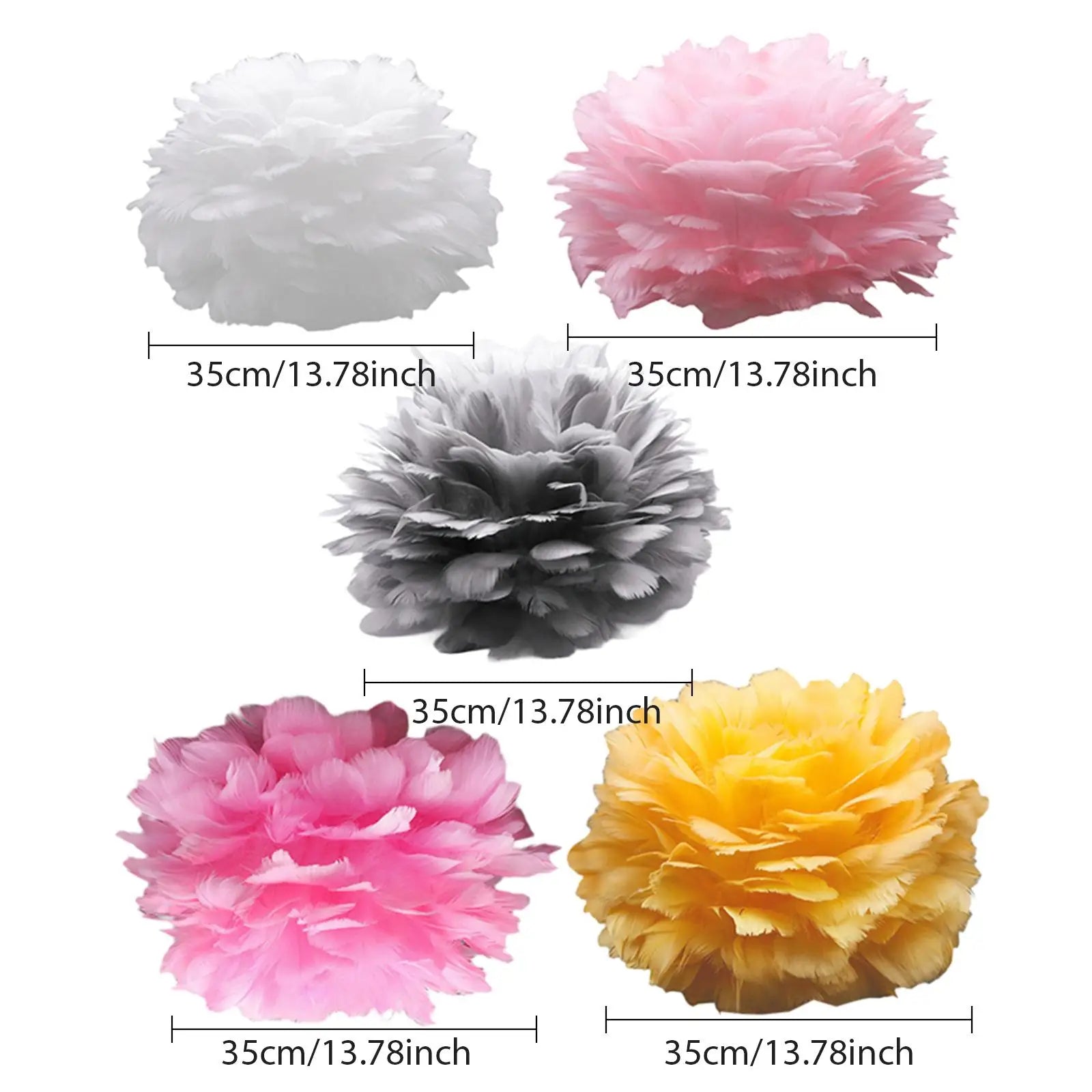 Artificial Feather Light Shade Pendant Lamp Shade Artificial Feather Lampshade for E27 Bulb Pendant Ceiling Light Bedside Zpaxo