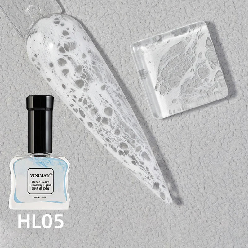 Bubble Ocean Wave Nail Art Glue Poke White Black Lace Hollow Gradient Zpaxo 05