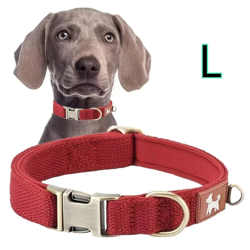 Vintage Durable Nylon Webbing Lined Dog Collar Suitable Large Medium Zpaxo RED-L