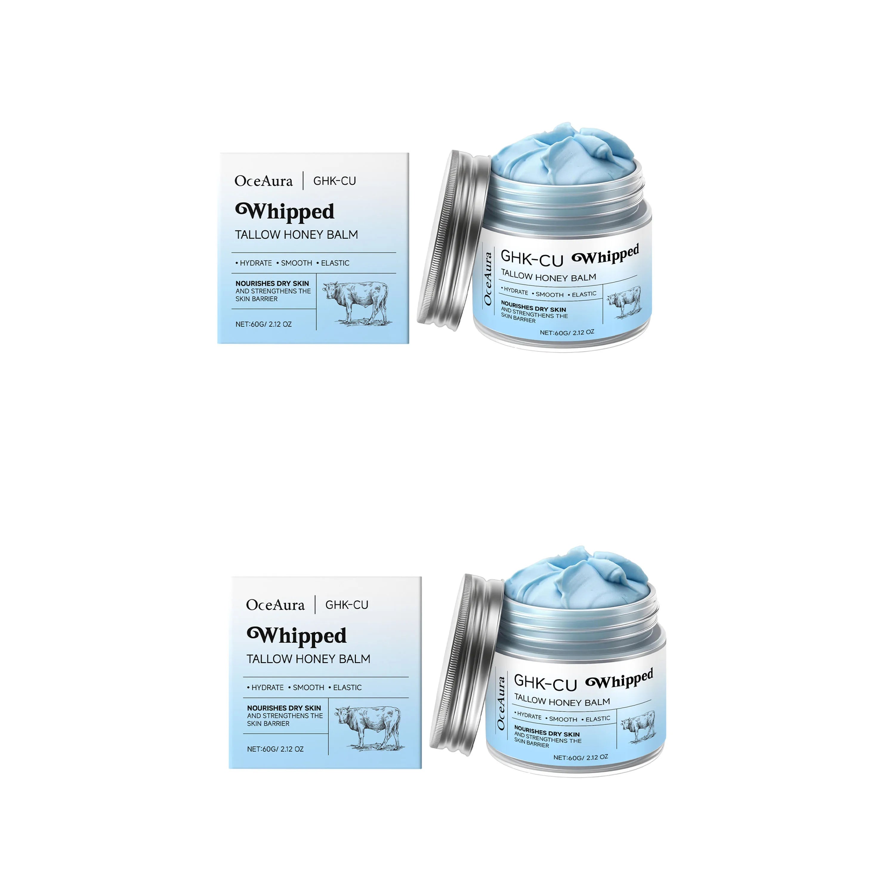 Beef Tallow Honey Moisturizing Cream Daily Nourishing, Hydrating, Smooth, Non-Greasy Body Skincare Cream Zpaxo 2pcs