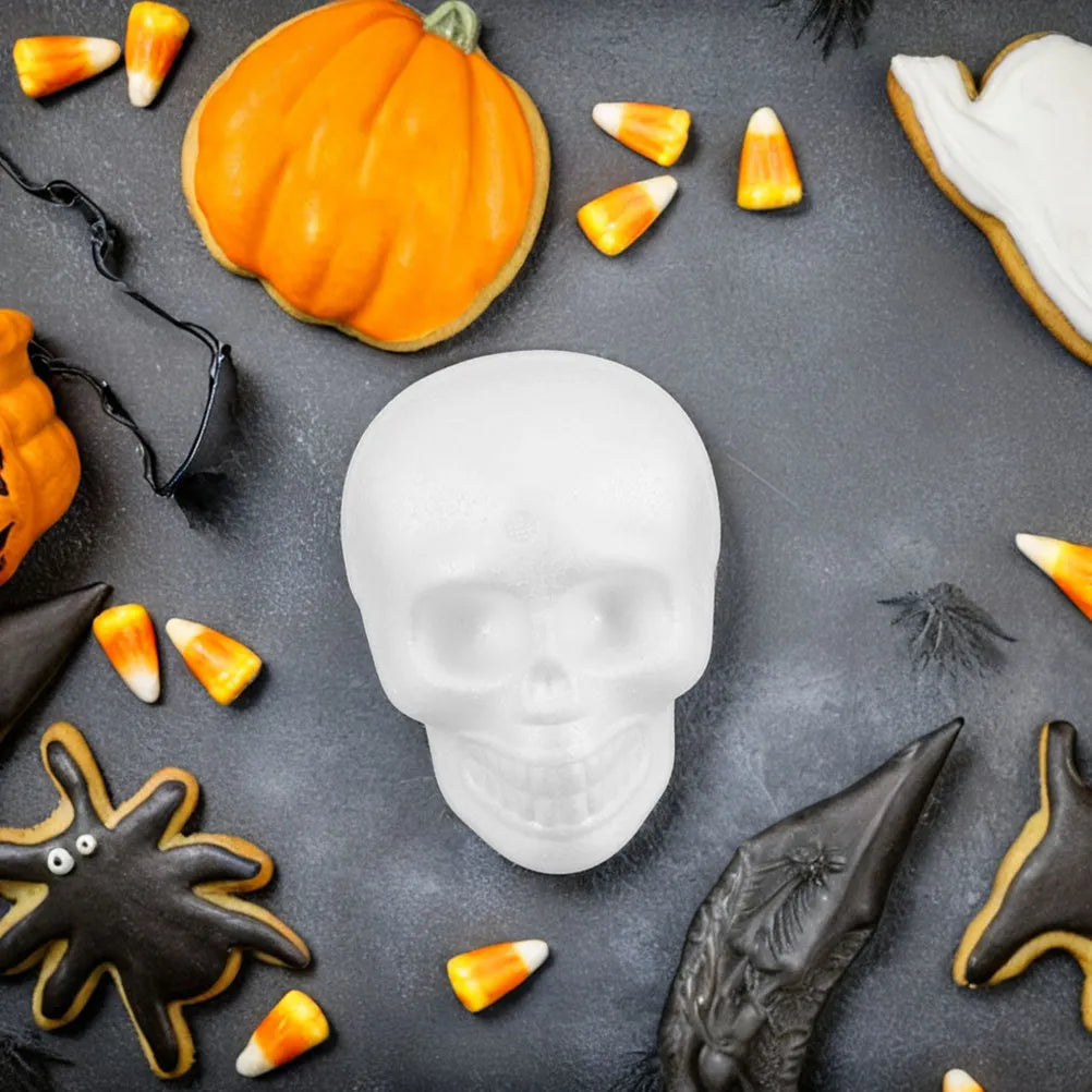 Foam Skull Heads White DIY Halloween Shapes Crafting Hanging Party