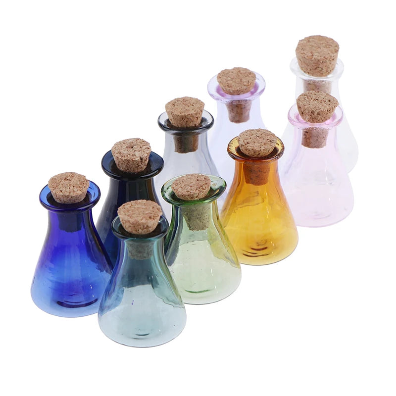 ▶2Pcs Mini Glass Color Bottle Wishing Bottle Tiny Jars Vials Mini Storage Bottle Zpaxo
