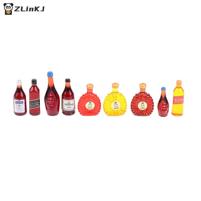 ▶9Pcs Doll House World Famous Foreign Wine XO Whiskey Miniature Food Play Zpaxo
