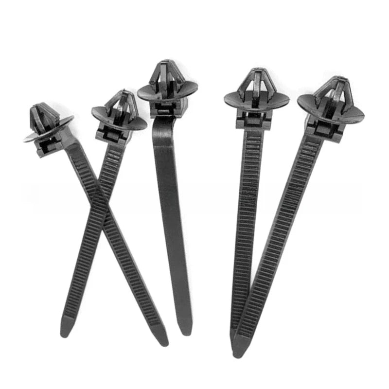 10 Car Nylon Black Cable Ties Push Mount Wire Harness Fastener Clamp