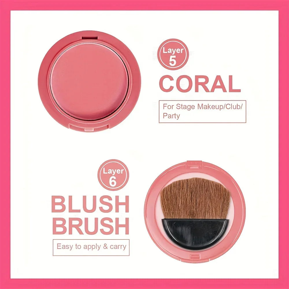 Multi Layer 5-color Powder Blusher Waterproof Durable Suitable All Zpaxo