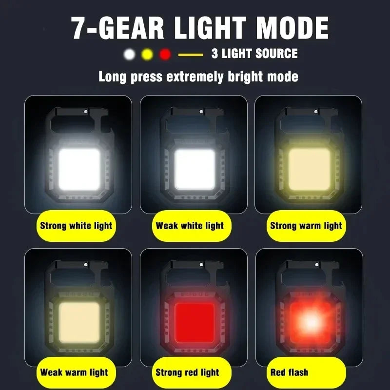 30-Pack Mini COB LED Keychain Flashlight – USB-C Rechargeable