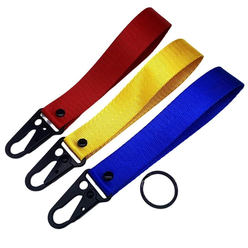 Universal Car Keychain Lanyard Hanging Strap Metal Key Holder Ring