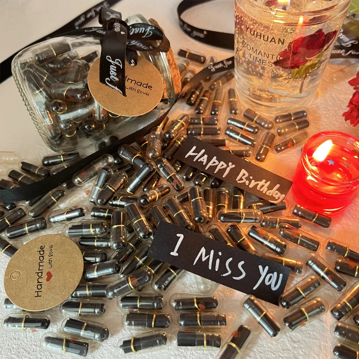 100pcs Message Capsule In Bottle Transparent Letter Love Pill Emoticon Smile Pills With Roll Paper Wedding Valentine's Gift Zpaxo