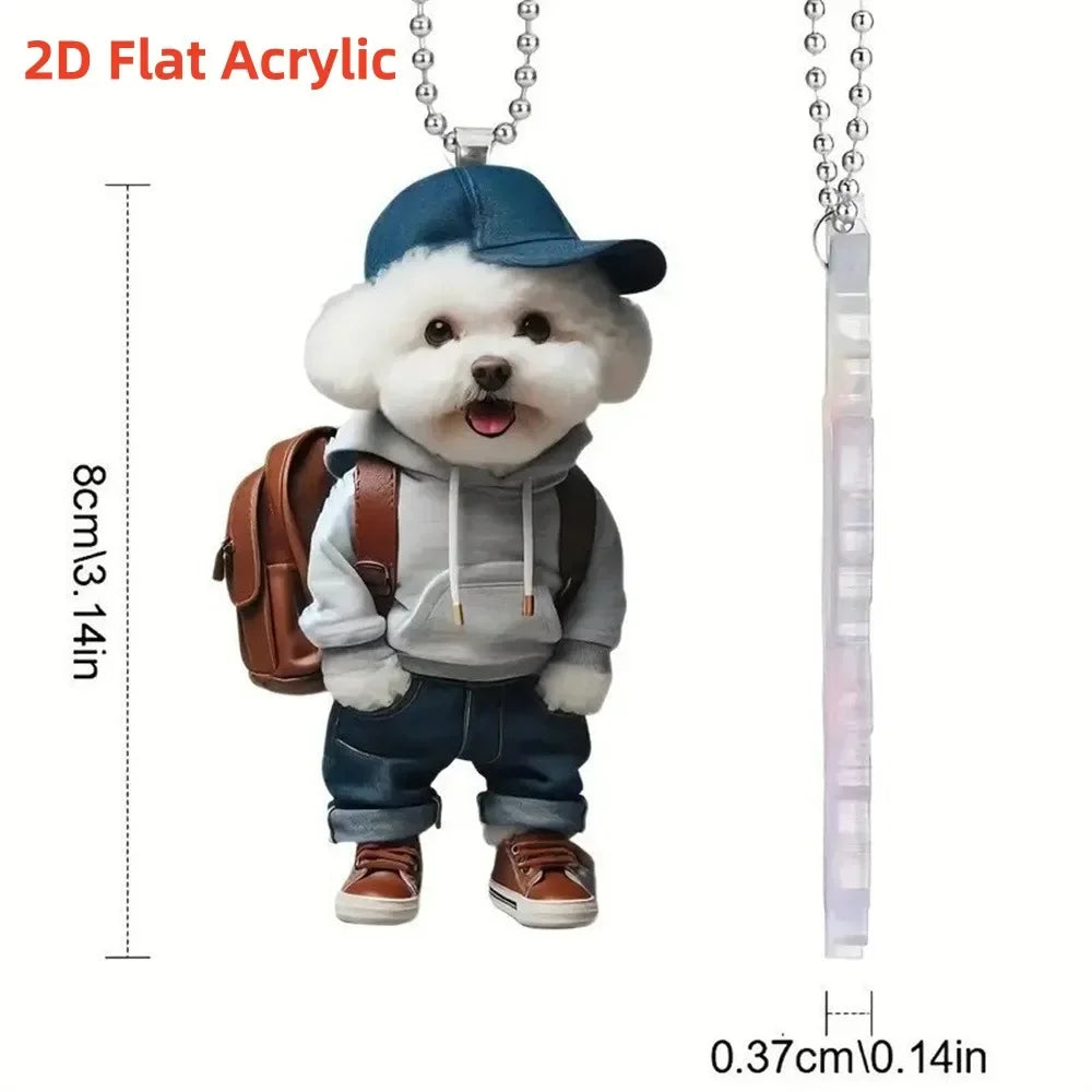 2D Acrylic Dog & Cat Pendant – Car, Xmas & Bag Ornament Acrylic Hanging Ornament Zpaxo Style B