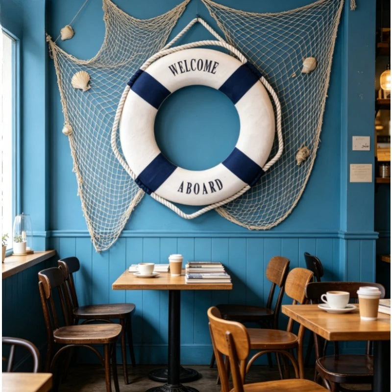 Nautical Red Blue Life Buoy Statue Room Decor Home Scene Desktop