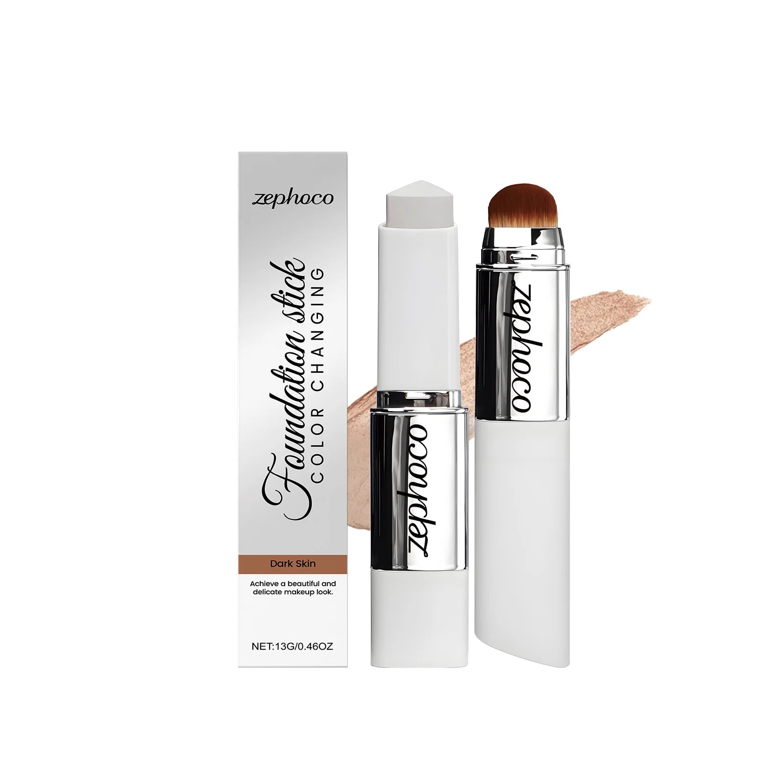 Brightening Skin Color-Changing Foundation Stick Lightweight Moisturizing Cover Skin Flaws Smooths Pores Fine Lines Matte Finish Zpaxo Deep Skin Tone