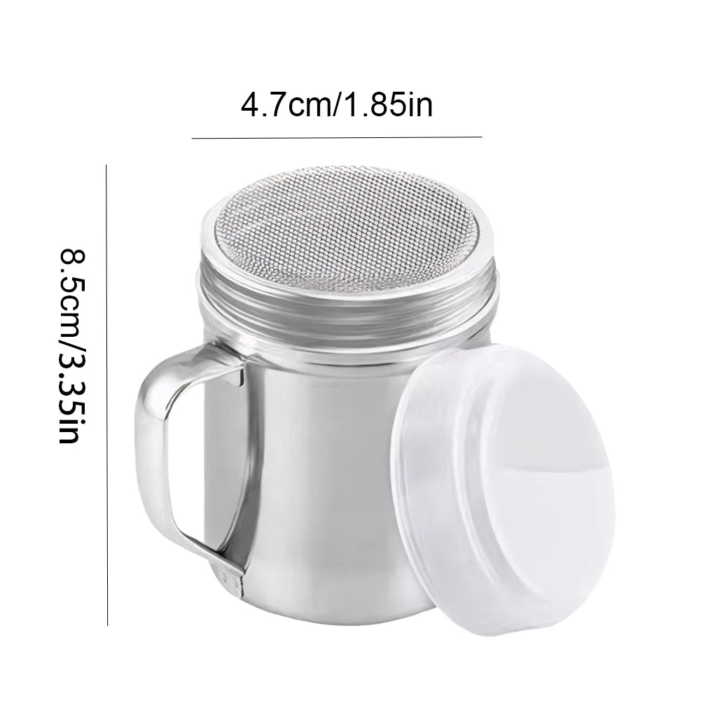 Steel Chocolate Sugar Shaker Cocoa Flour Coffee Sifter Handle