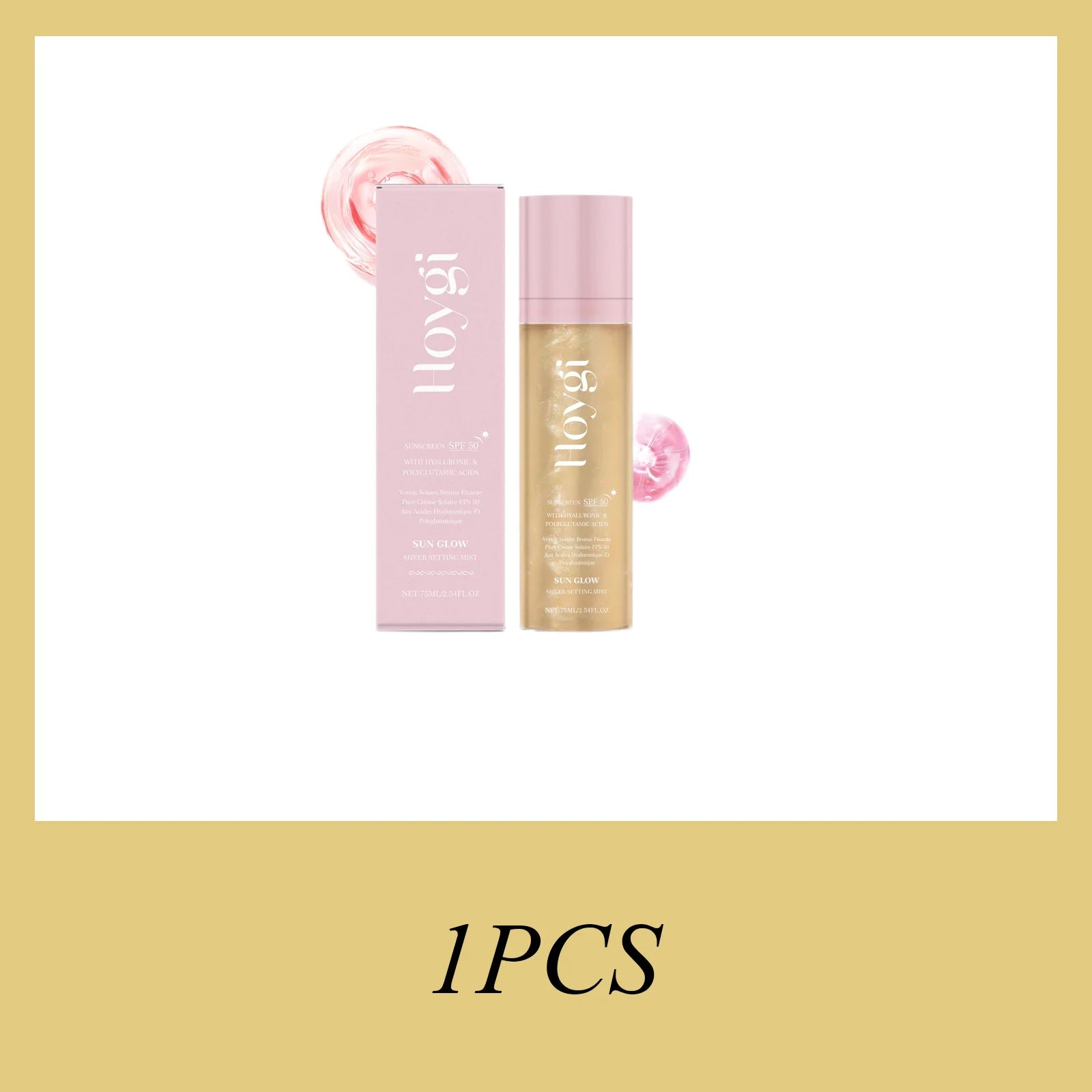 Hoygi 75ML SPF 50 Sheer Setting Mist Hydrating Glow Mist with Shimmering Oil Reef Safe for Face Body Non Greasy Fast Absorbing Zpaxo 1PC