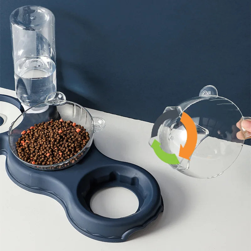Double Pet Bowl Automatic Water Dispenser Non-slip Cat Dog Food Easy
