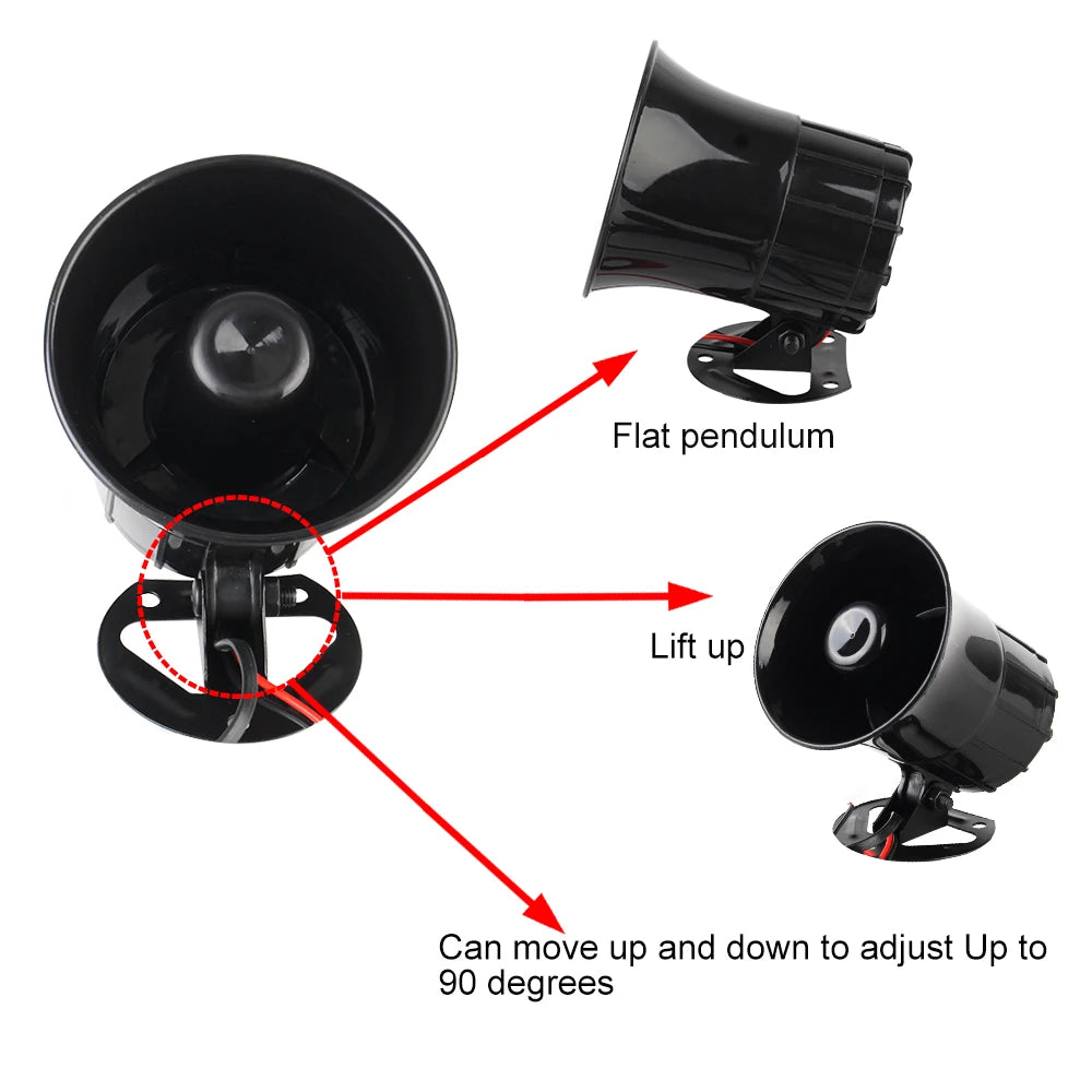 Motorcycle 3 Sounds Horn 110dB 12V Tone Sound Loud Car Warning Alarm