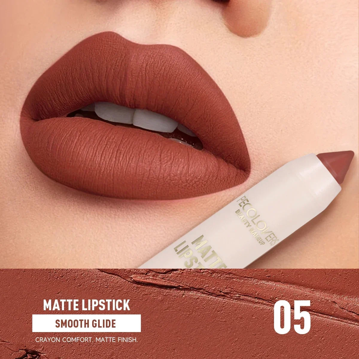 Matte Crayon Lipstick-long-lasting Easy Moisturizing Versatile Lip Zpaxo 05