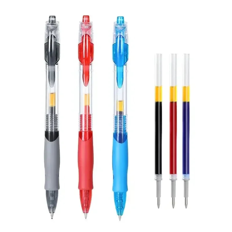 Retractable Gel Pens 6/12 Pack – Black, Red & Blue Ink 0.5mm
