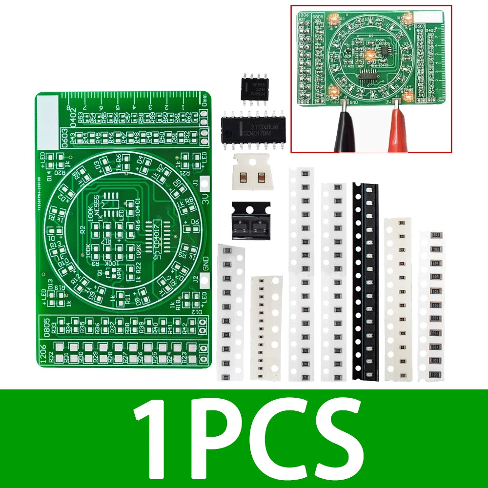 SMD Soldering Practice Kit with FR4 PCB – NE555/CD4017, 10-LED Chaser for Electronic DIY Training Zpaxo 1pcs