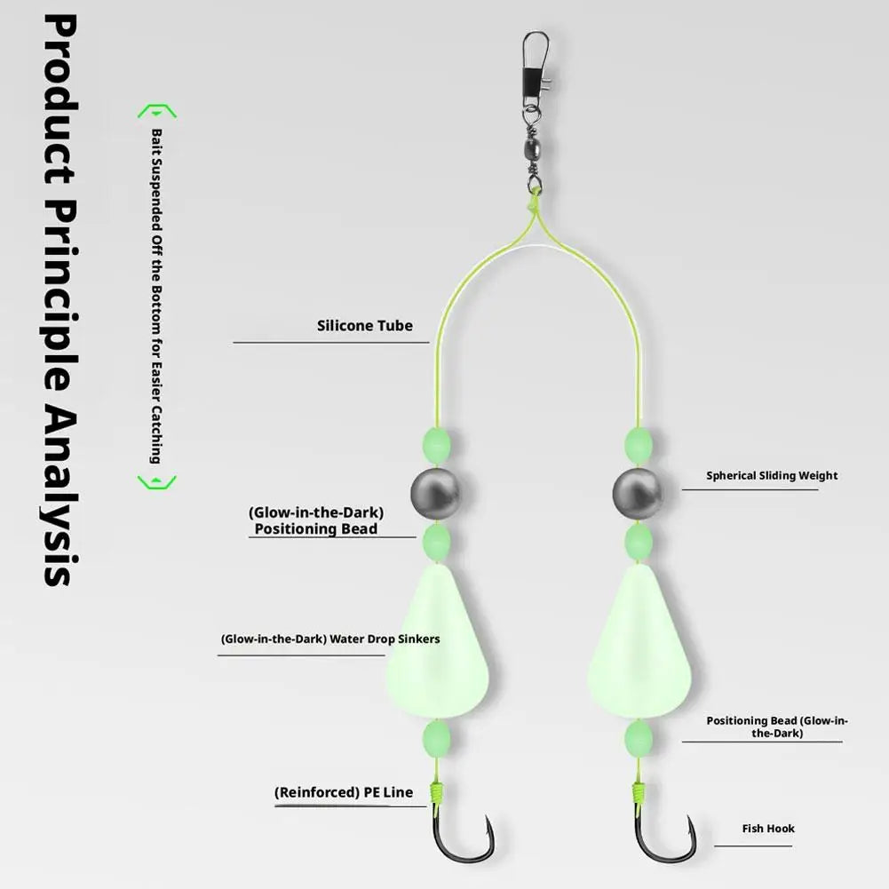 Double Hook Carp Hair Rigs – Glow Night Float | Ready Made Carp Fishing Rig Zpaxo
