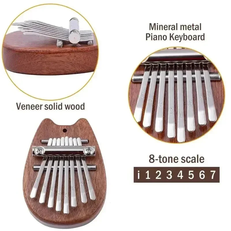 8-Key Mini Wood Kalimba Thumb Piano – Pendant Gift