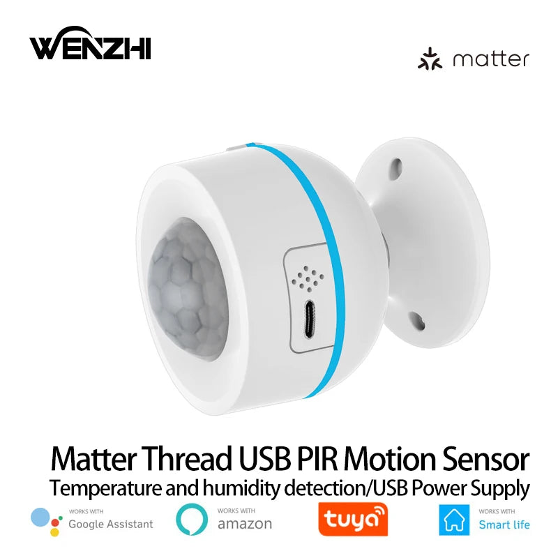 Matter Motion Sensor PIR Human Body Move With Temperature And Humidity Detector USB 5v/BatteryTuya Samrt Life Home Automation Zpaxo China Mainland