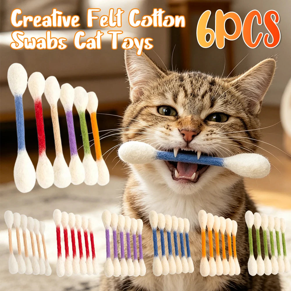 Creative Felt Cotton Swabs Cat Toys Soft Lightweight Giant Toy