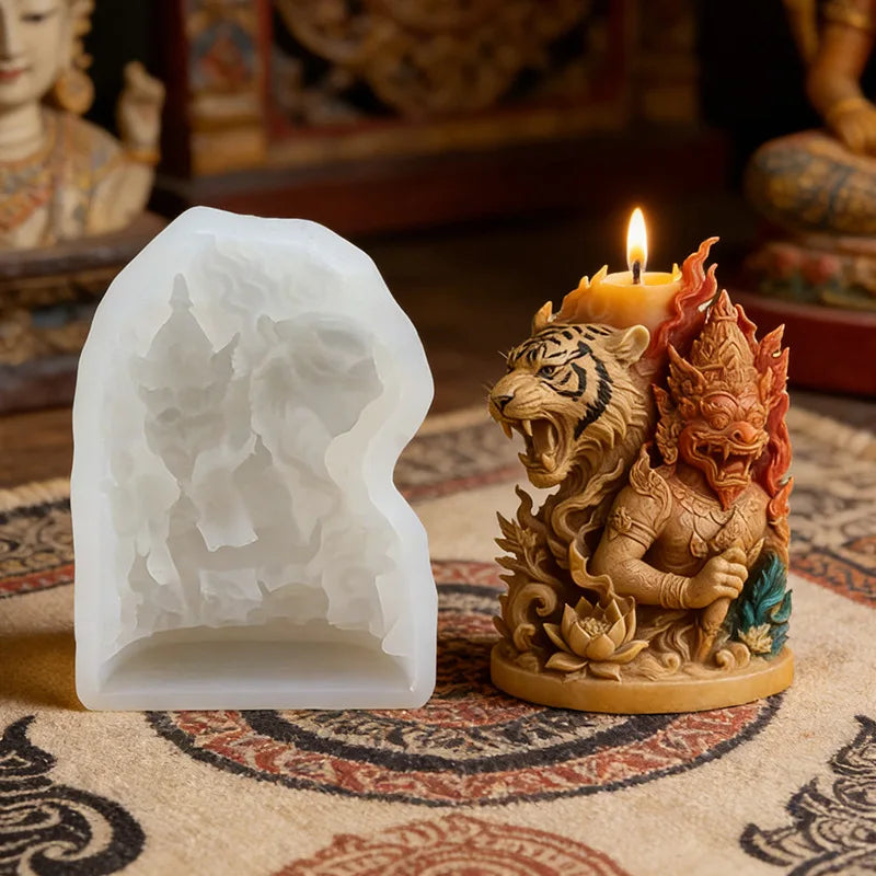3D Wolf Big Ben Indian Elephant Taj Mahal Lion Colosseum Tiger Candle Silicone Mold DIY Soap Aroma Gypsum Craft Mold Home Decor Zpaxo